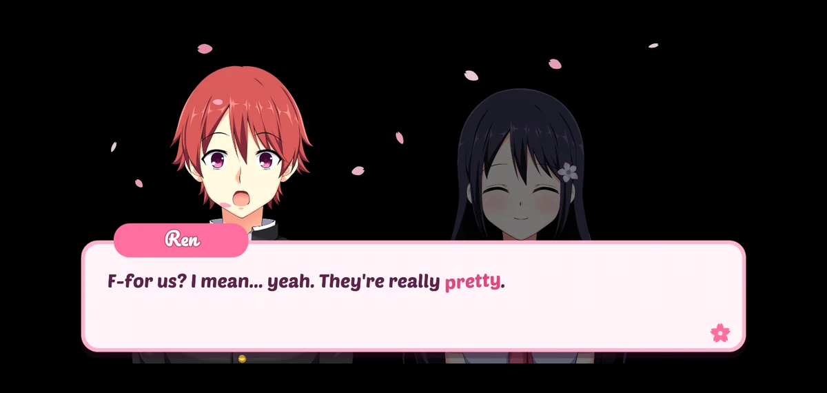 The demo's Visual Novel: a dialogue box typing its line letter by letter