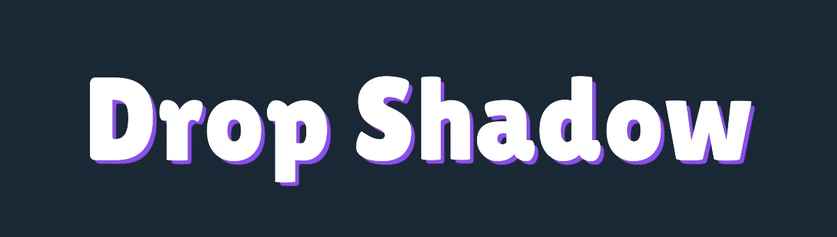 White letters with a purple drop shadow offset down and to the right