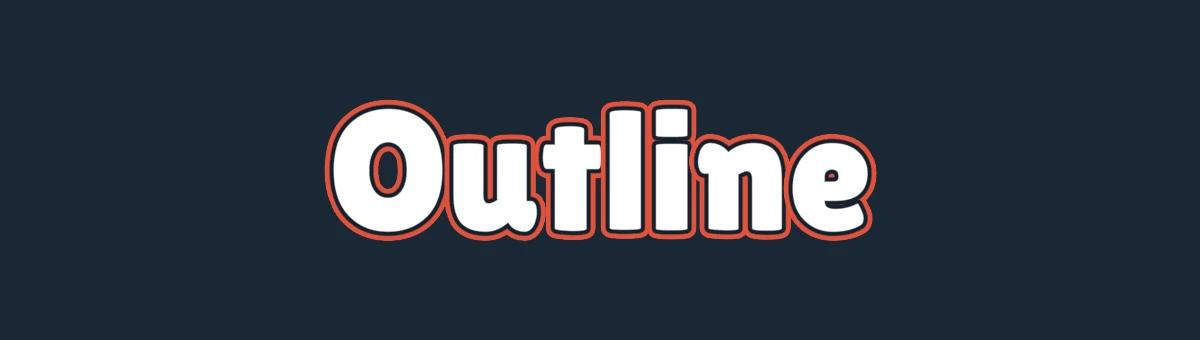 White letters with a dark inner ring and an orange outer ring
