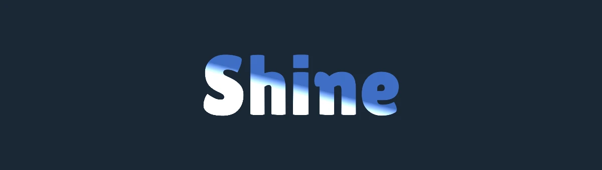 Blue letters with a white band of light across them