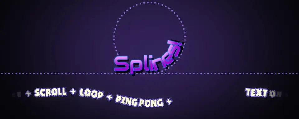 The demo's Splines showcase: a word running around a circle, and a line scrolling along a wave with its letters fading in and out at the ends