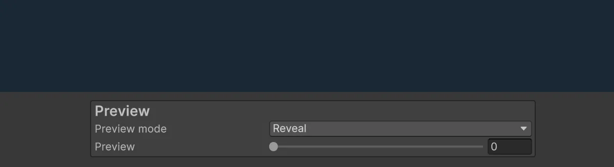 The Preview box set to Reveal: dragging the slider plays the reveal forwards and back