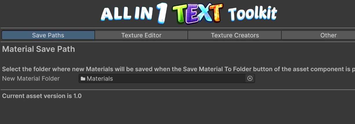 The Text Shader Window on its Save Paths tab